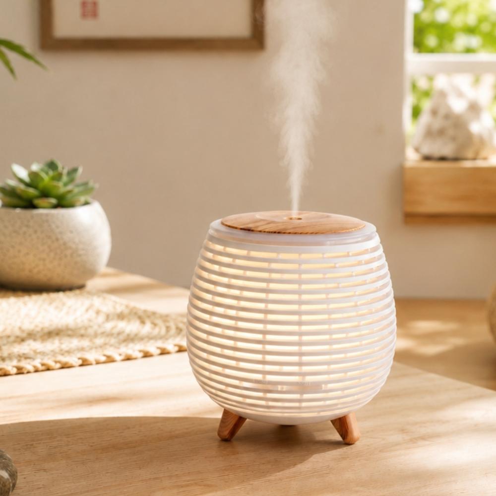 Diffuseur d’Huiles Essentielles Lina – Ultrasonique USB avec Lumière LED – Blanc