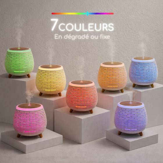 Diffuseur d’Huiles Essentielles Lina – Ultrasonique USB avec Lumière LED – Blanc
