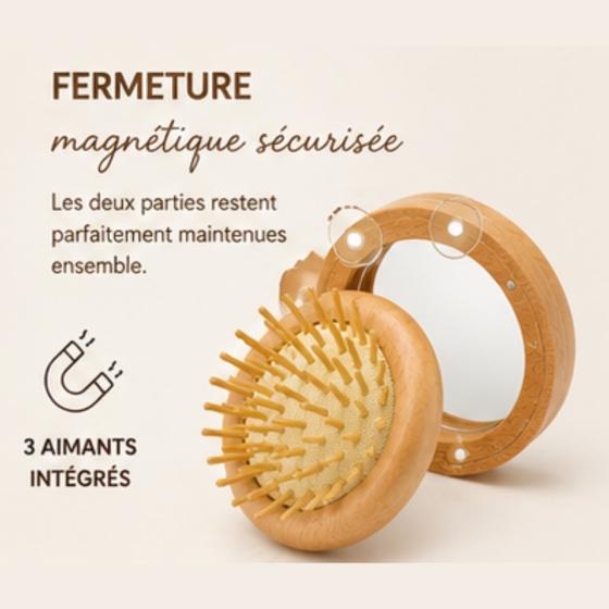 Pocket Duo Beauty – Stylingbürste & Taschenspiegel 2-in-1 aus FSC-zertifiziertem Holz