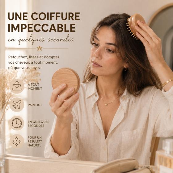 Pocket Duo Beauty – Stylingbürste & Taschenspiegel 2-in-1 aus FSC-zertifiziertem Holz