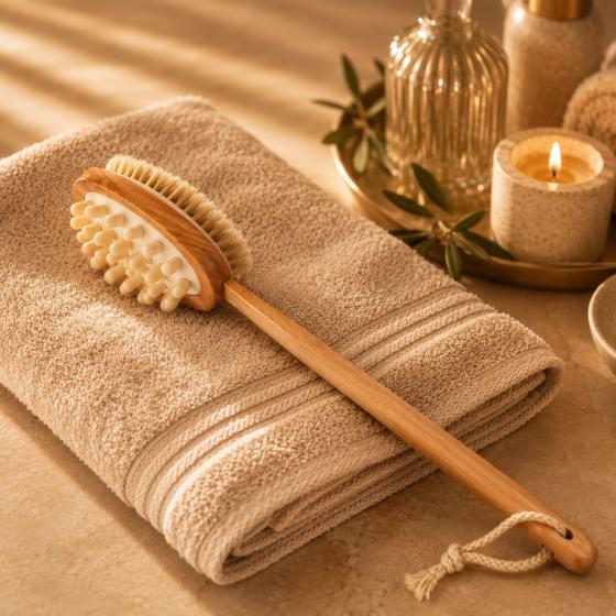 Brosse de Bain & Massage Corps Dualsense – Double Face, Bois FSC & Soies Naturelles