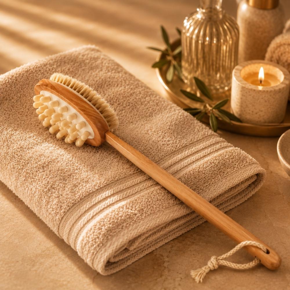 Dualsense Bade- & Massagebürste für den Körper – Doppelseitig, FSC-Holz & Naturborsten