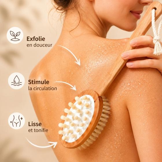 Dualsense Bade- & Massagebürste für den Körper – Doppelseitig, FSC-Holz & Naturborsten