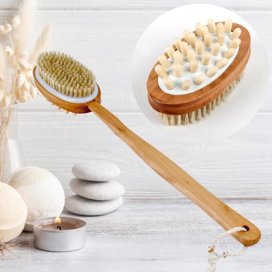 Dualsense Bade- & Massagebürste für den Körper – Doppelseitig, FSC-Holz & Naturborsten