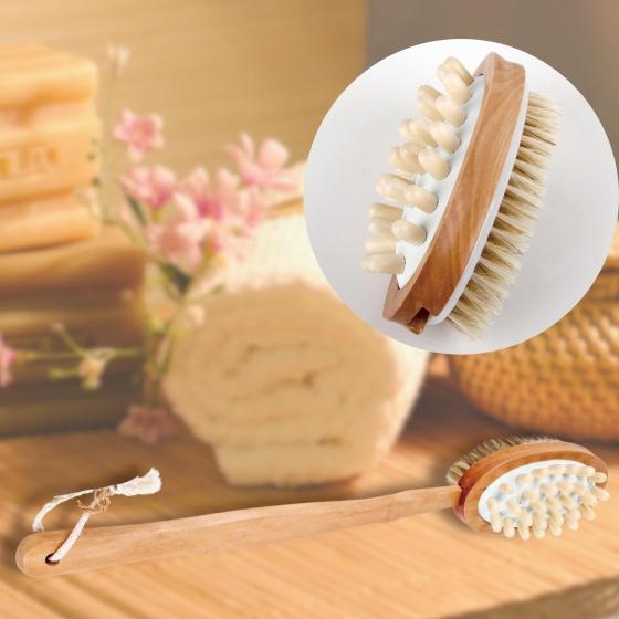 Dualsense Bade- & Massagebürste für den Körper – Doppelseitig, FSC-Holz & Naturborsten