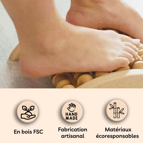 Fussmassage-Roller aus Holz – Fussmassagegerät mit 5 Rollen und 30 Massagekugeln