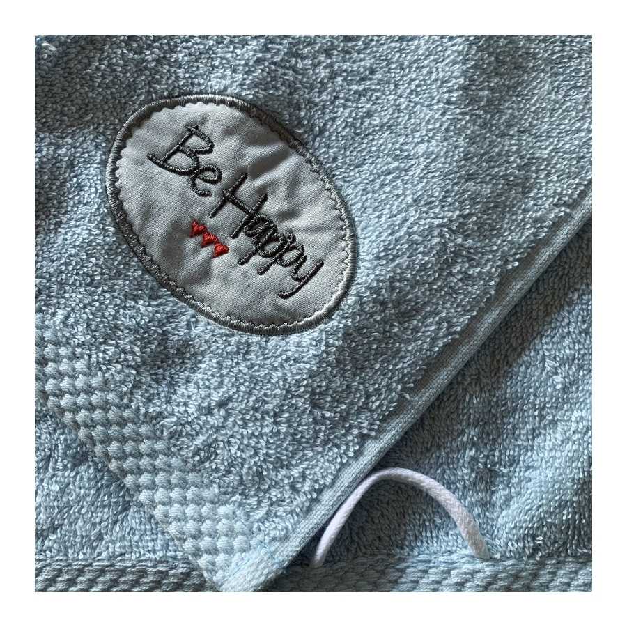 Serviette "Be Happy" bleu clair