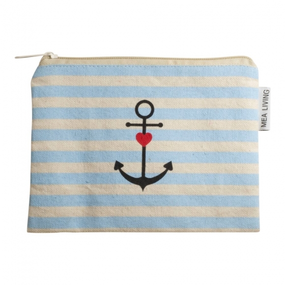 Kleine Kosmetiktasche "Anker" blau
