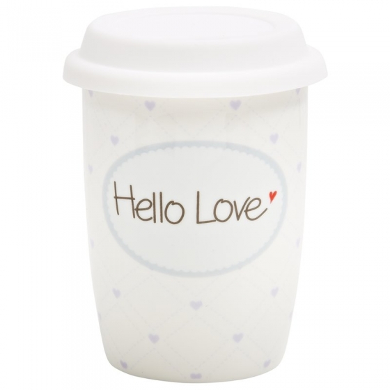 Becher coffee to go Porzellan "Hello Love"
