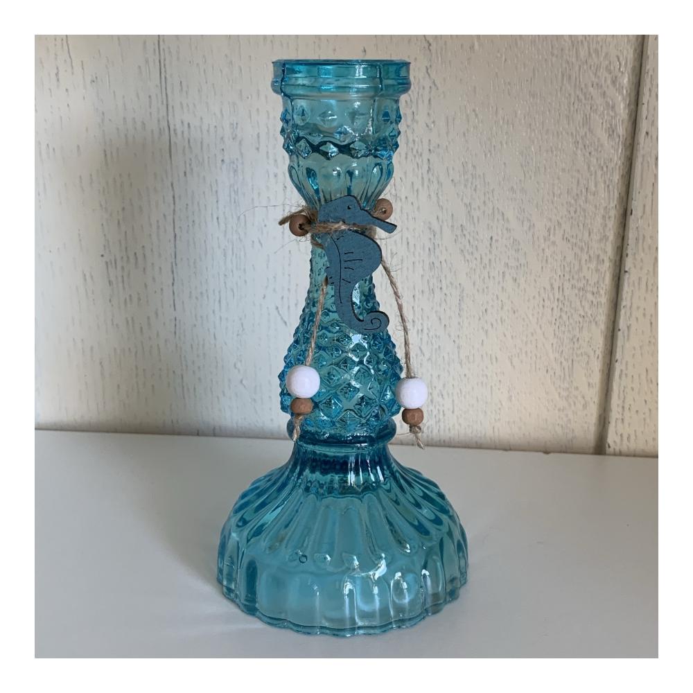 Kerzenhalter "Seepferdchen" blau