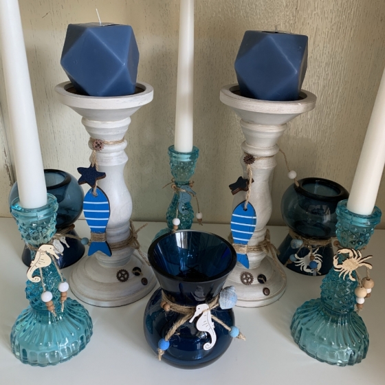 Kerzenhalter "Seepferdchen" blau