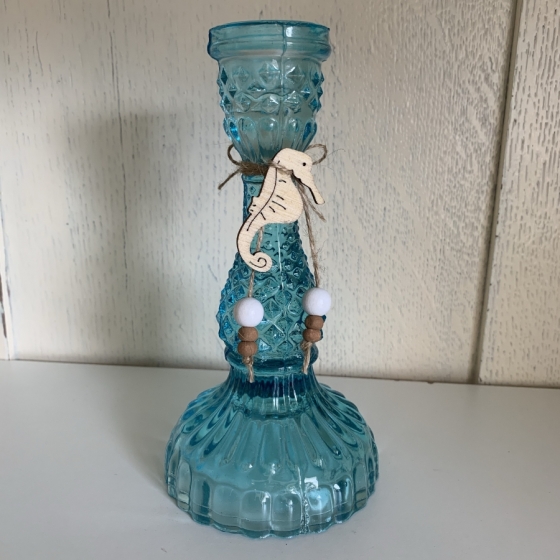 Kerzenhalter "Seepferdchen" blau sommer