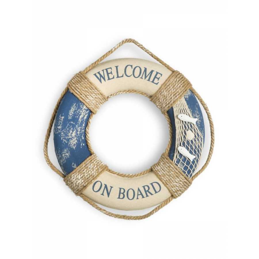 Bouée de sauvetage murale en tissu imprimé, thème marin.