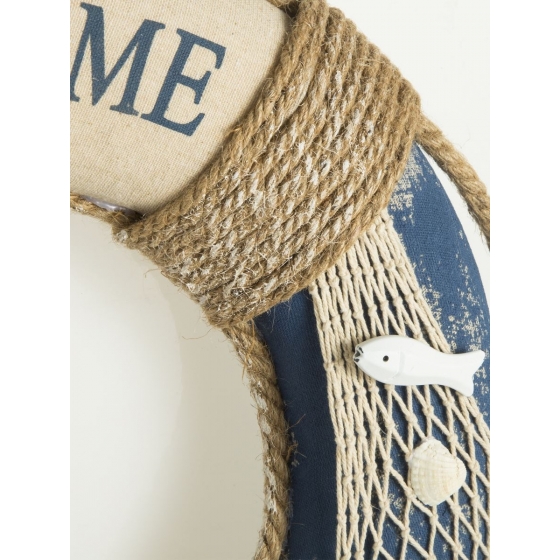 Wand-Rettungsring aus bedrucktem Stoff, Meeresthema.