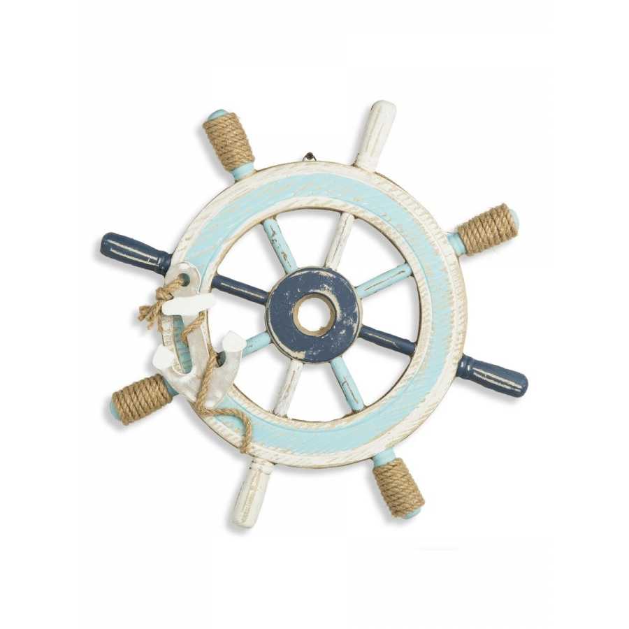 Gouvernail murale en bois, thème marin.