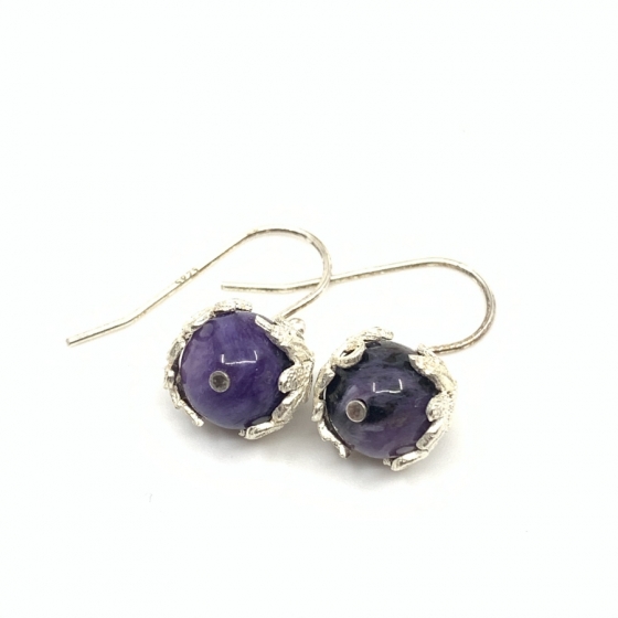 Boucles Charoite et Argent