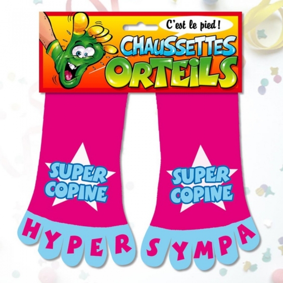 Chaussettes orteils "Super Copine", cadeau anniversaire, Fribourg, boutique suisse