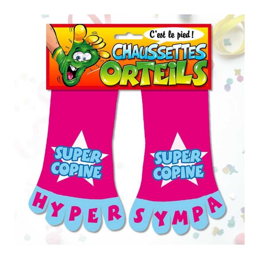Chaussettes orteils "Super Copine", cadeau anniversaire, Fribourg, boutique suisse